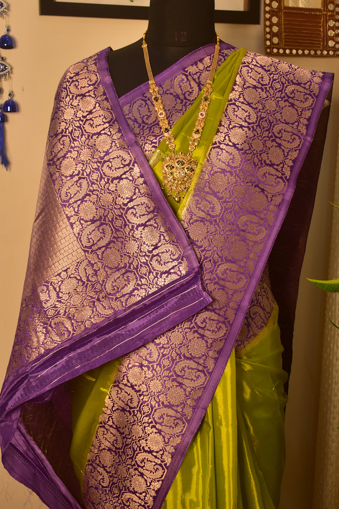 Green Violet banarasi katan silk