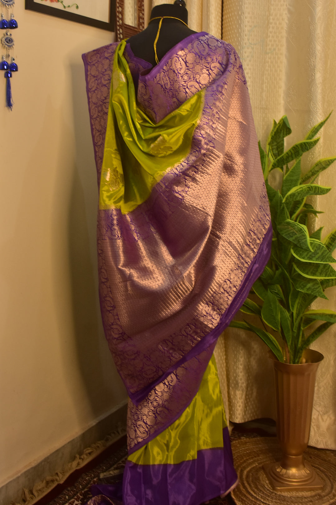 Green Violet banarasi katan silk