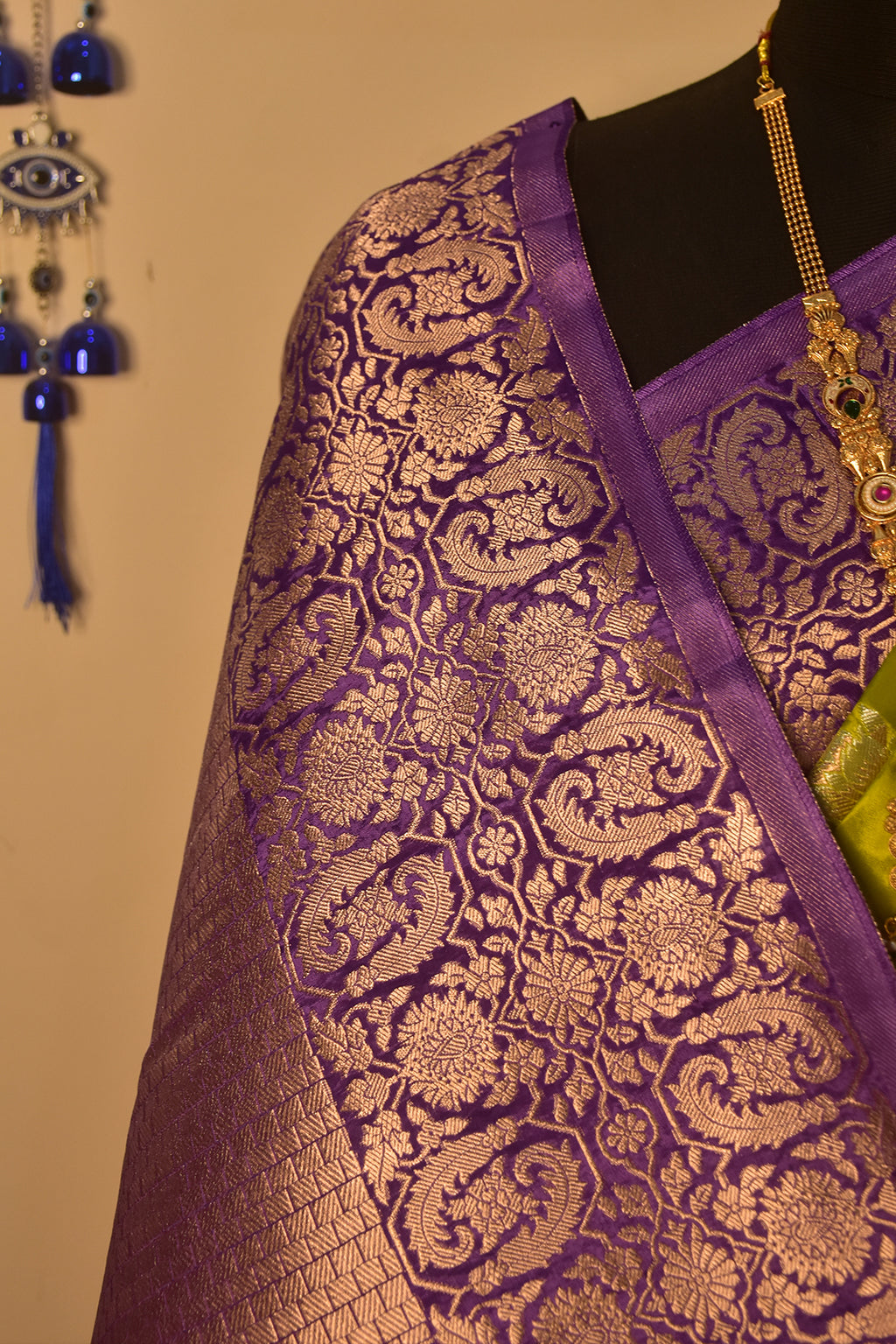 Green Violet banarasi katan silk