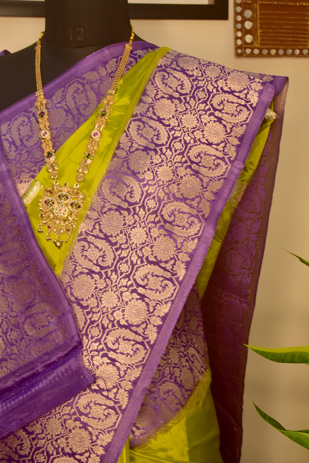 Green Violet banarasi katan silk