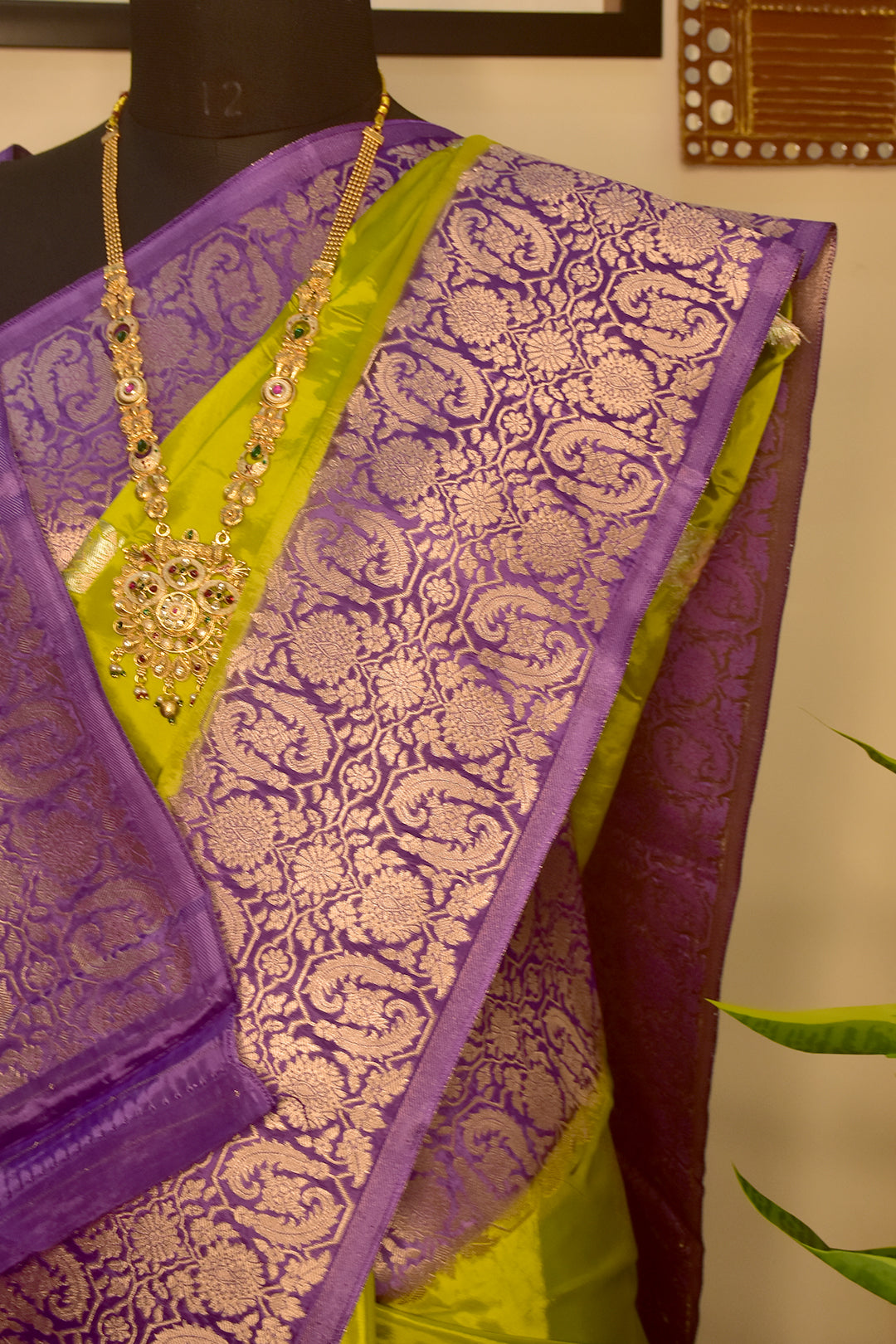 Green Violet banarasi katan silk