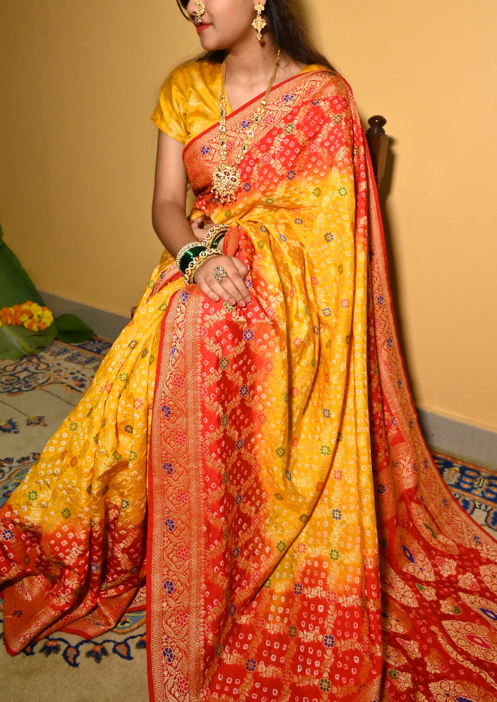 Bandhej Gajji Silk Saree
