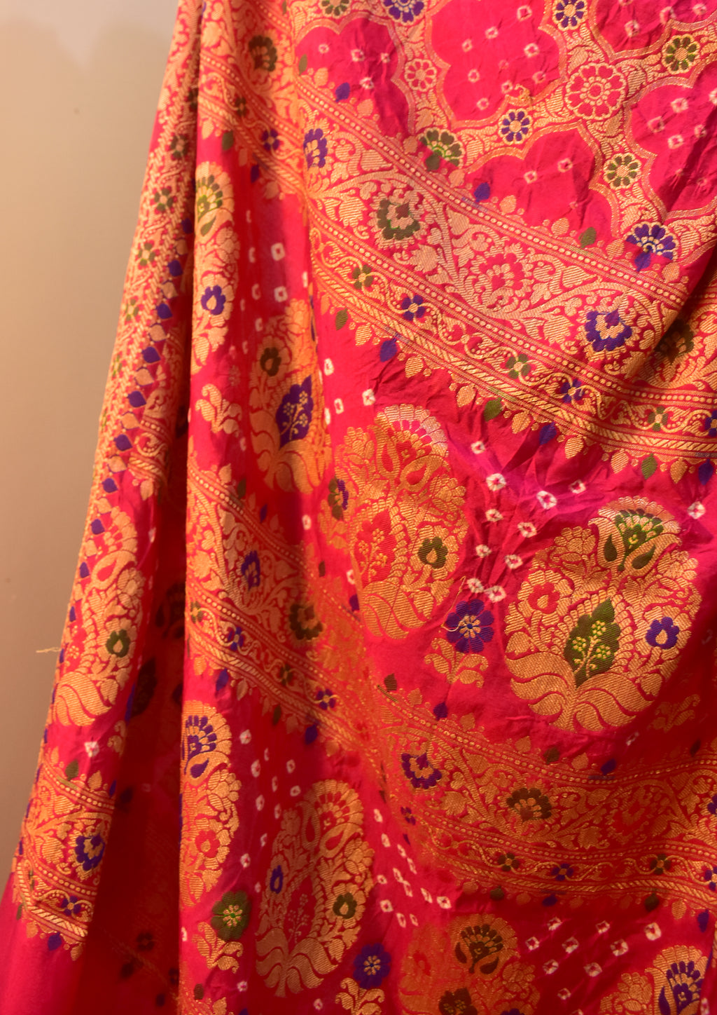 Green Bandhej Gajji Silk Saree