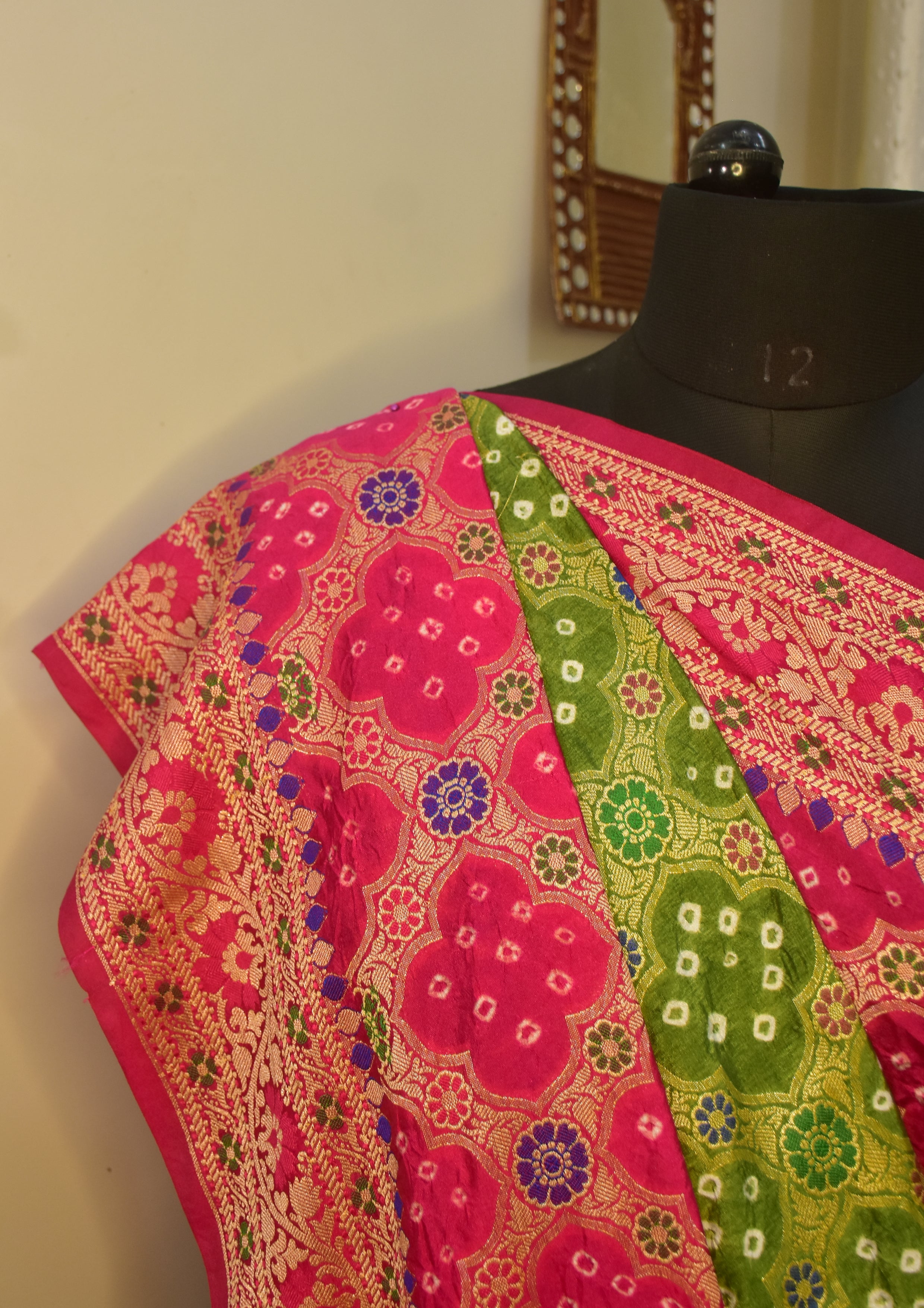 Green Bandhej Gajji Silk Saree