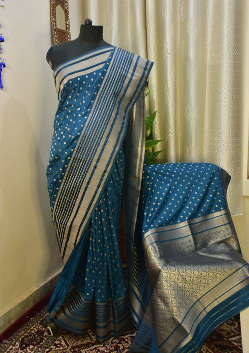 Blue Satin Silk Saree