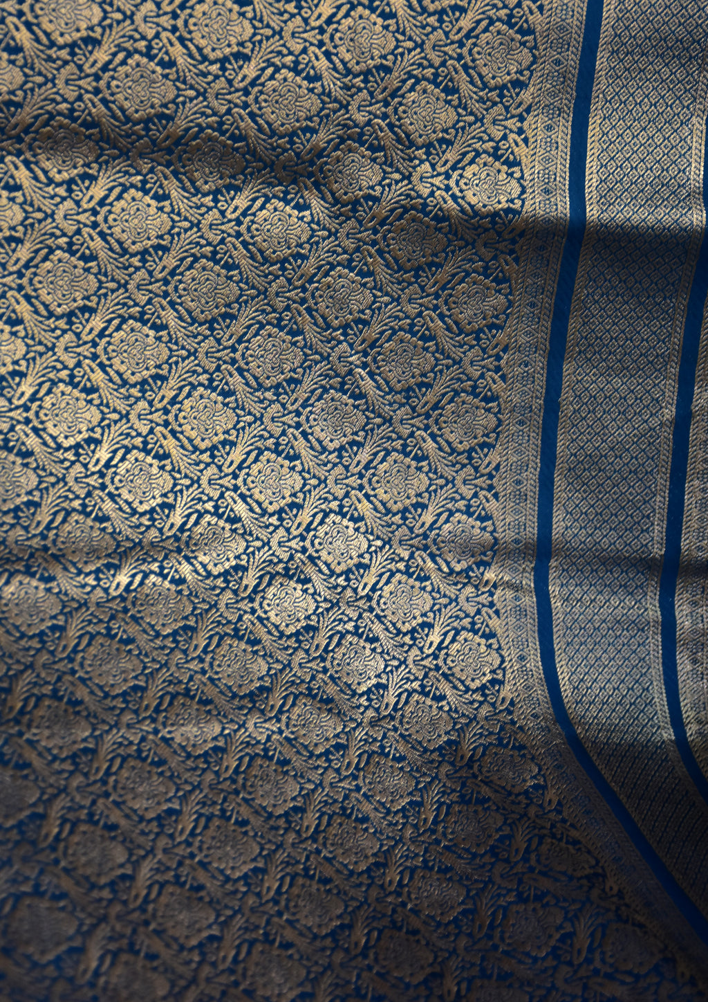 Blue Satin Silk Saree
