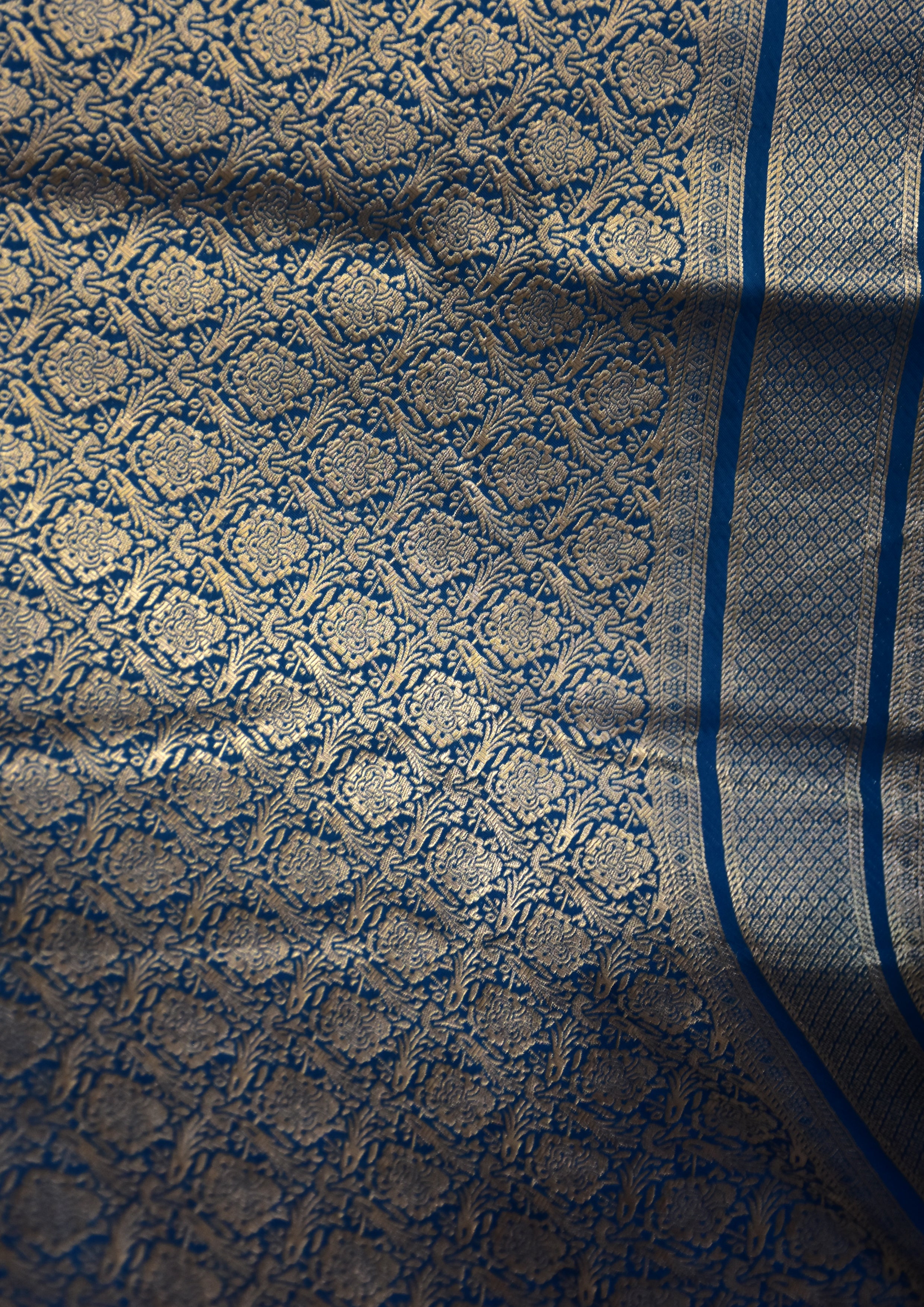 Blue Satin Silk Saree