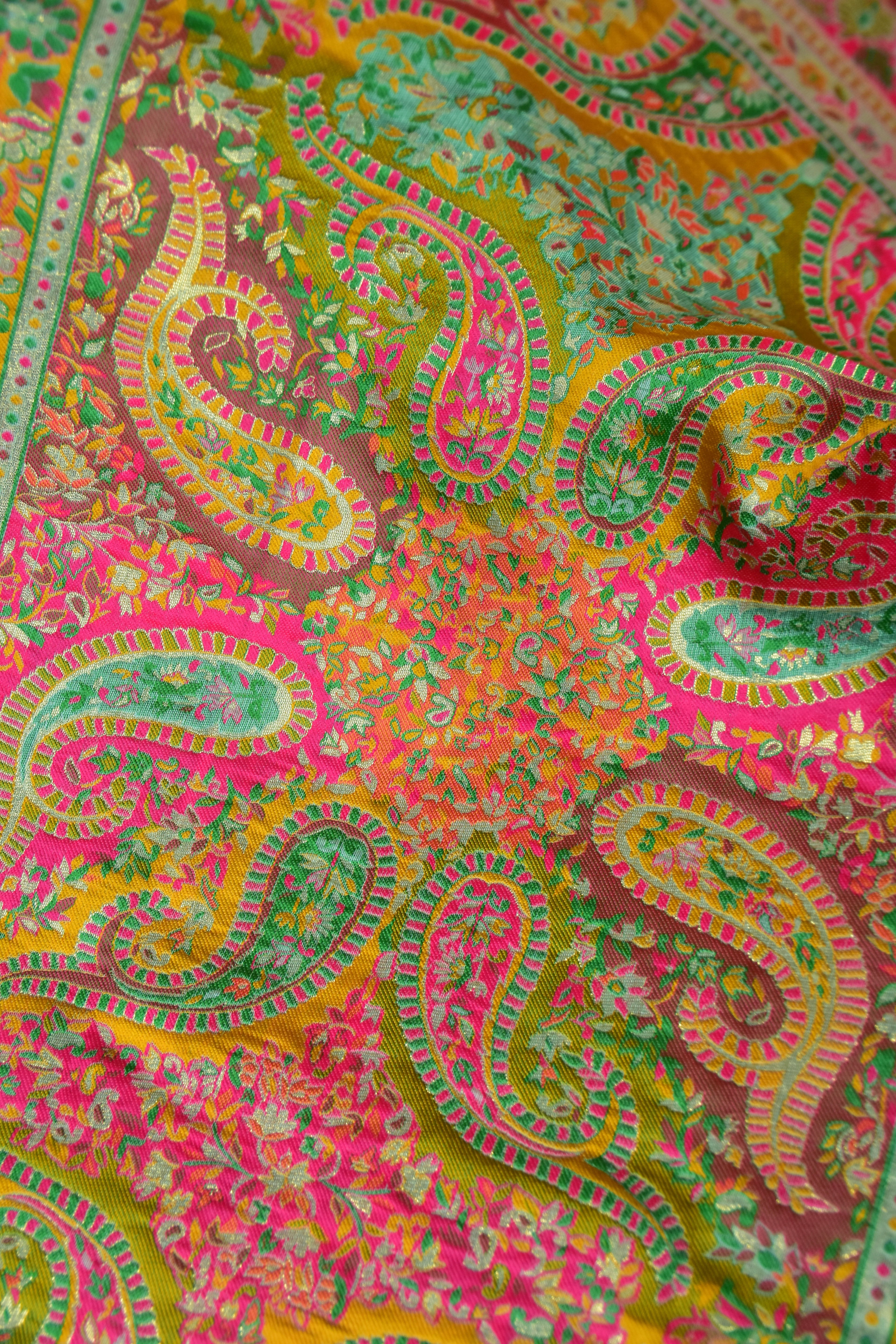 Pastel Teal Blue Pashmina Banarasi Saree