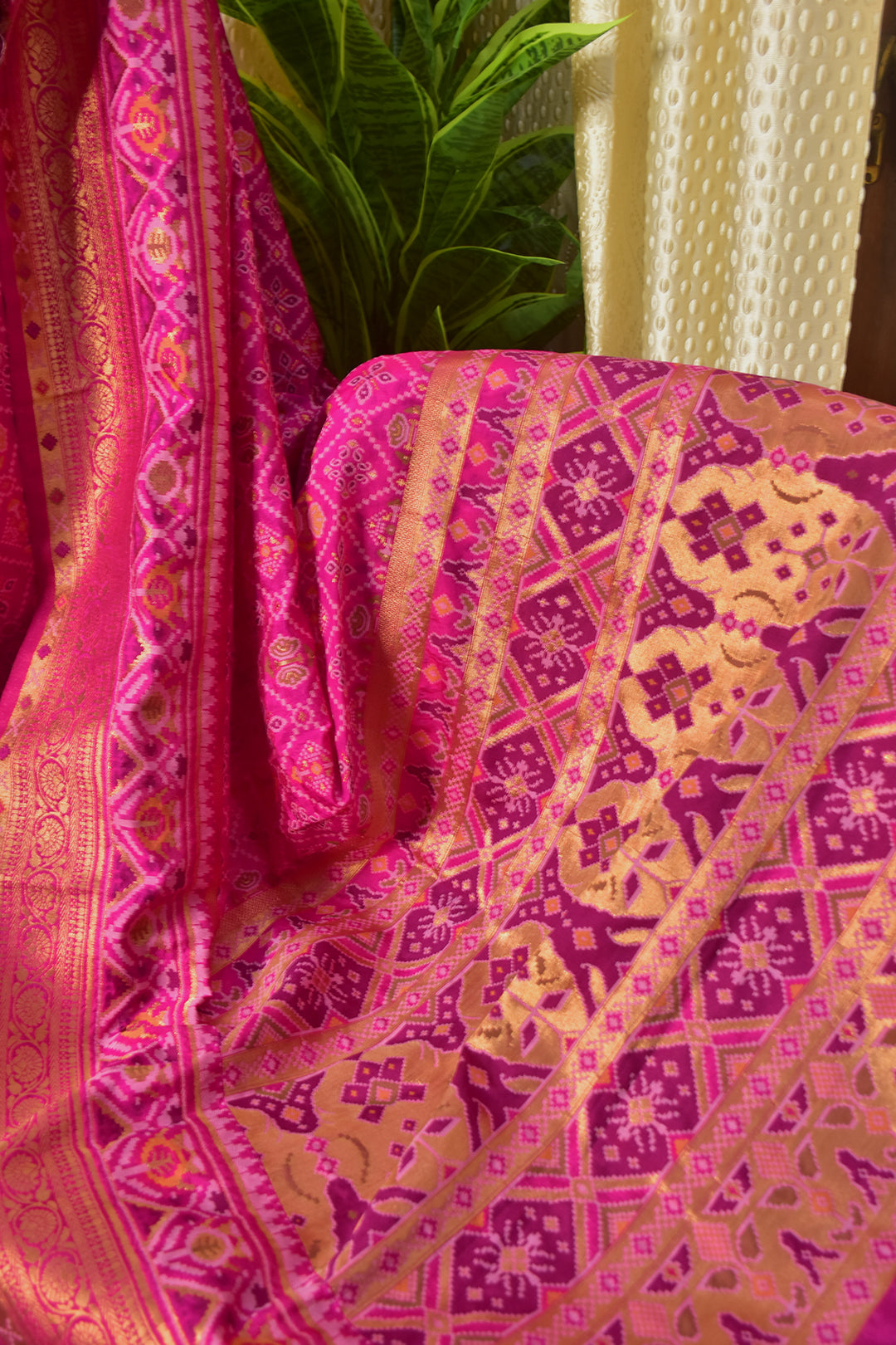 pink patola banarasi silk saree