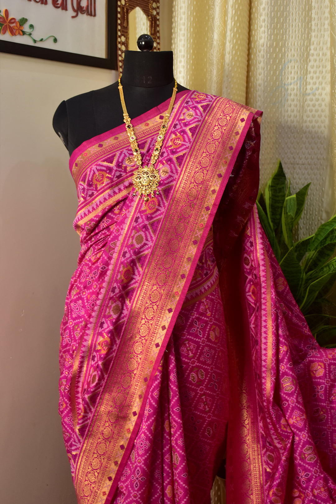 pink patola banarasi silk saree
