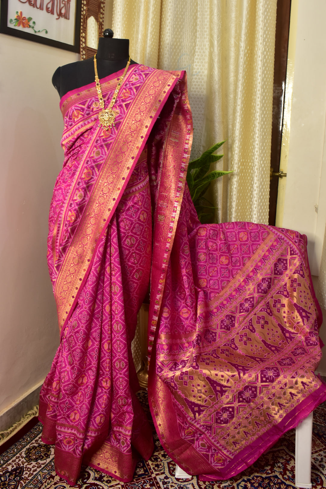 pink patola banarasi silk saree