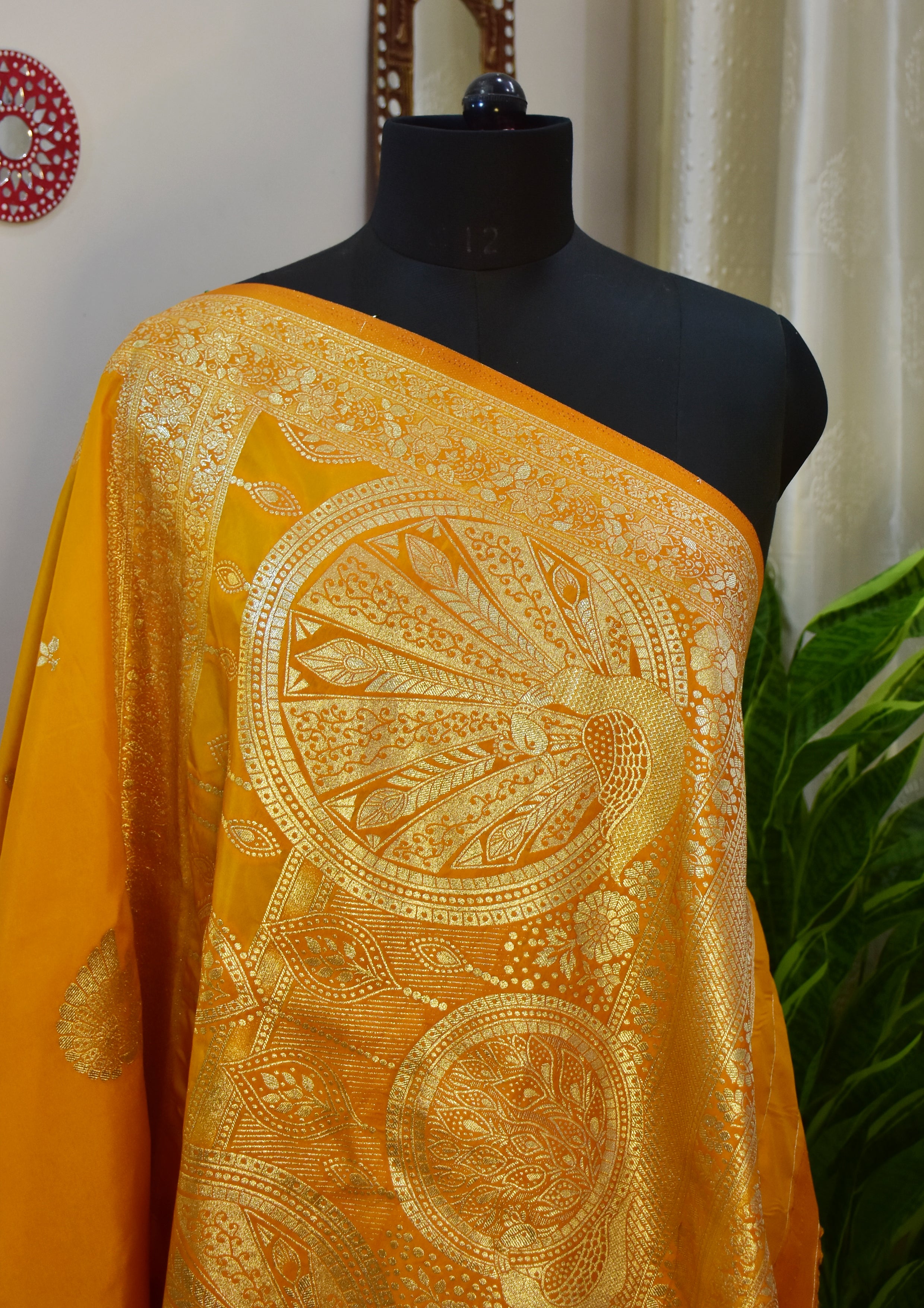 Yellow Katan Silk Saree