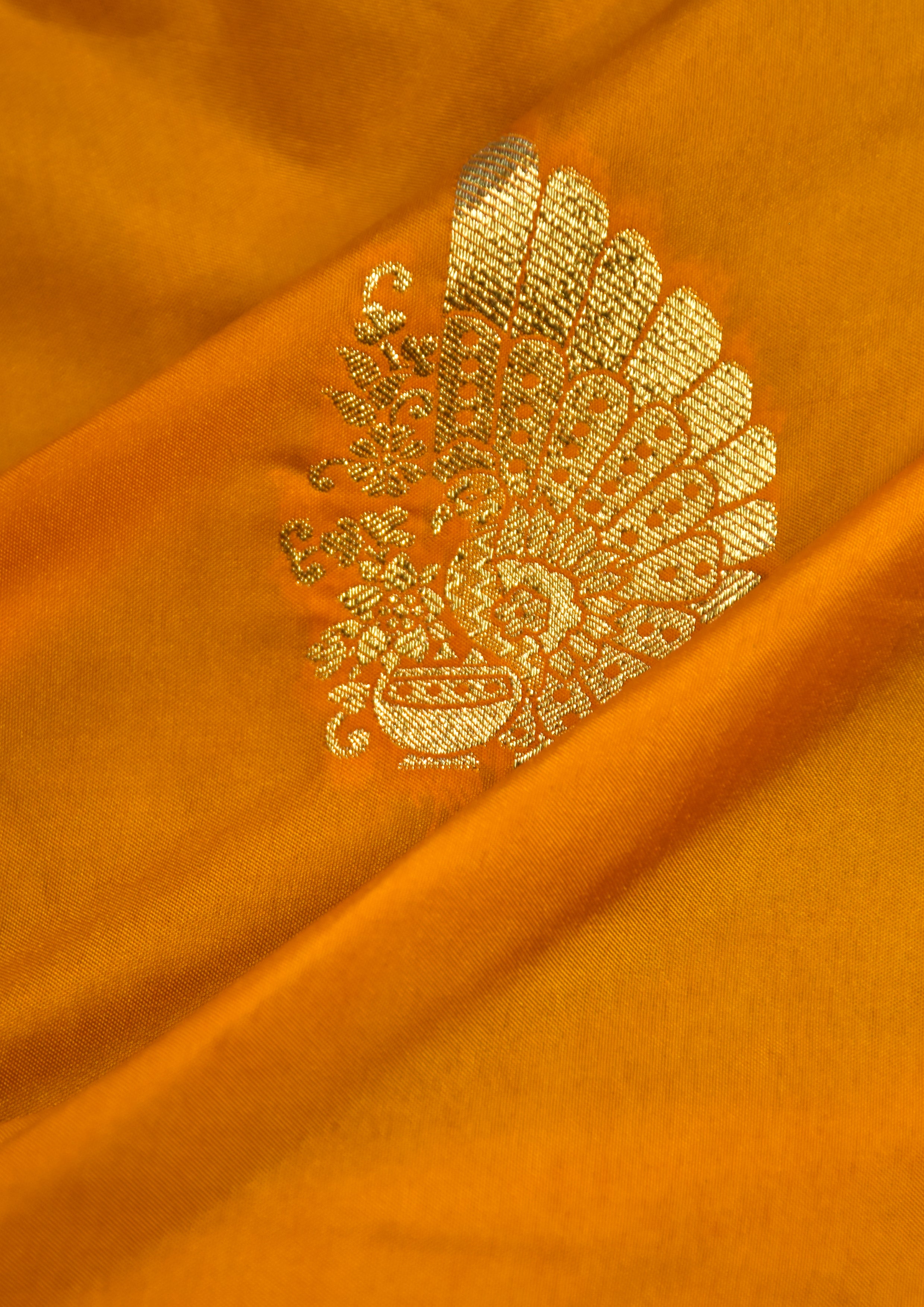 Yellow Katan Silk Saree