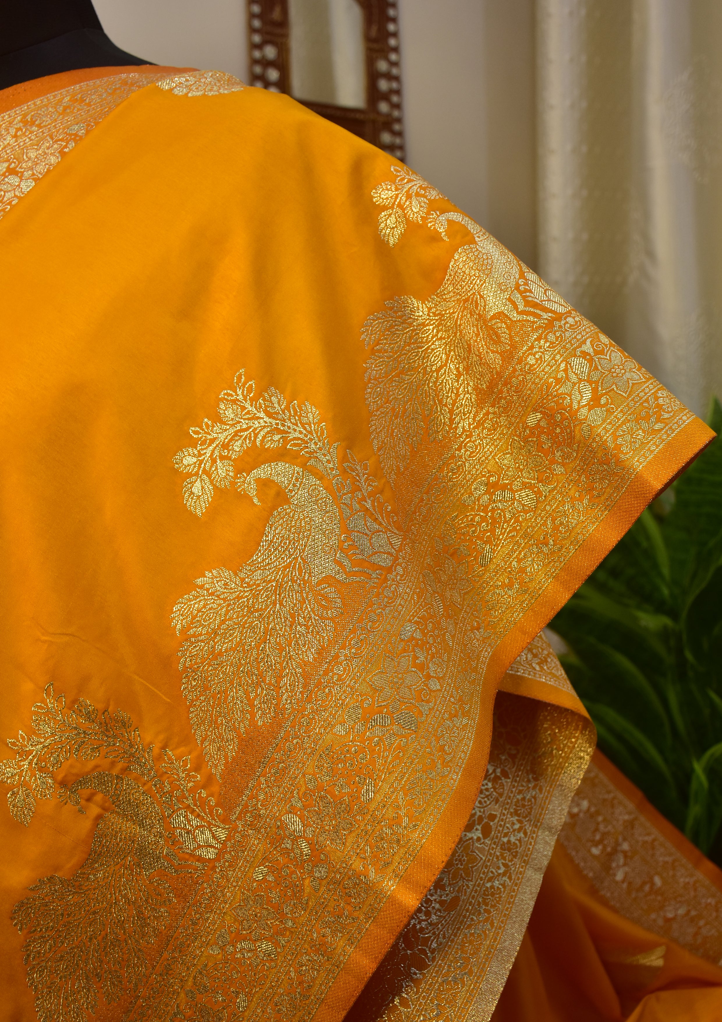 Yellow Katan Silk Saree