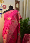 Pink Banarasi Silk  Saree