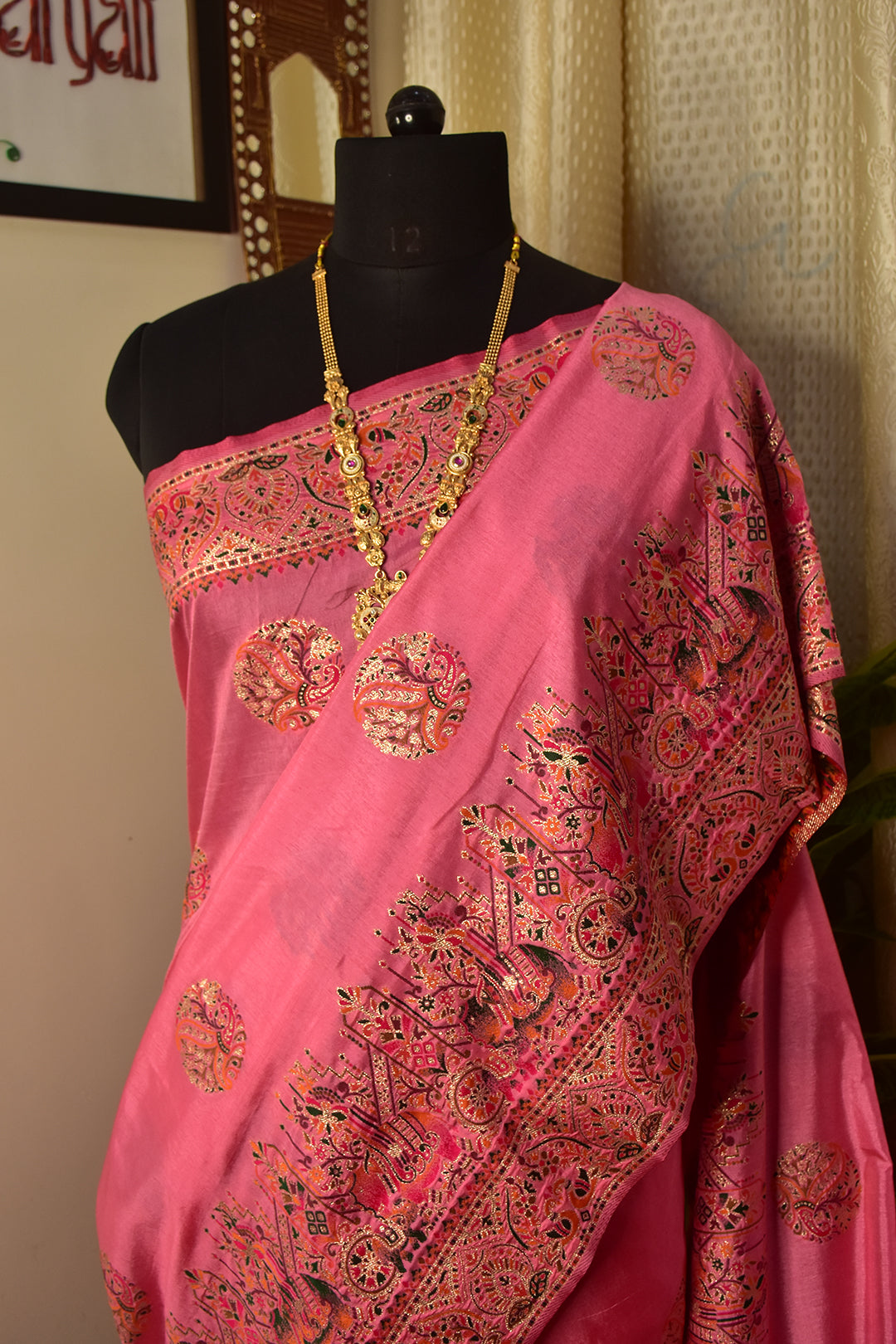Pink Meenakari Banarasi Saree