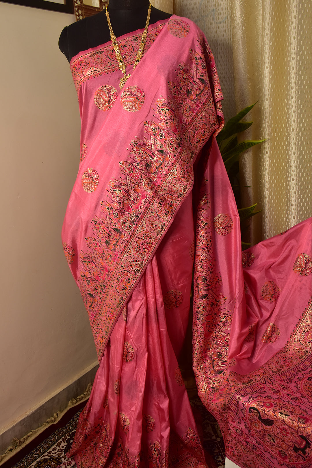Pink Meenakari Banarasi Saree