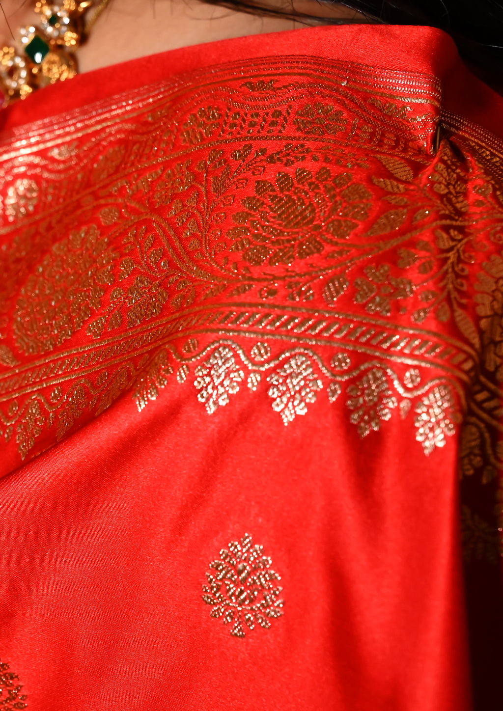 Red Katan Silk Saree