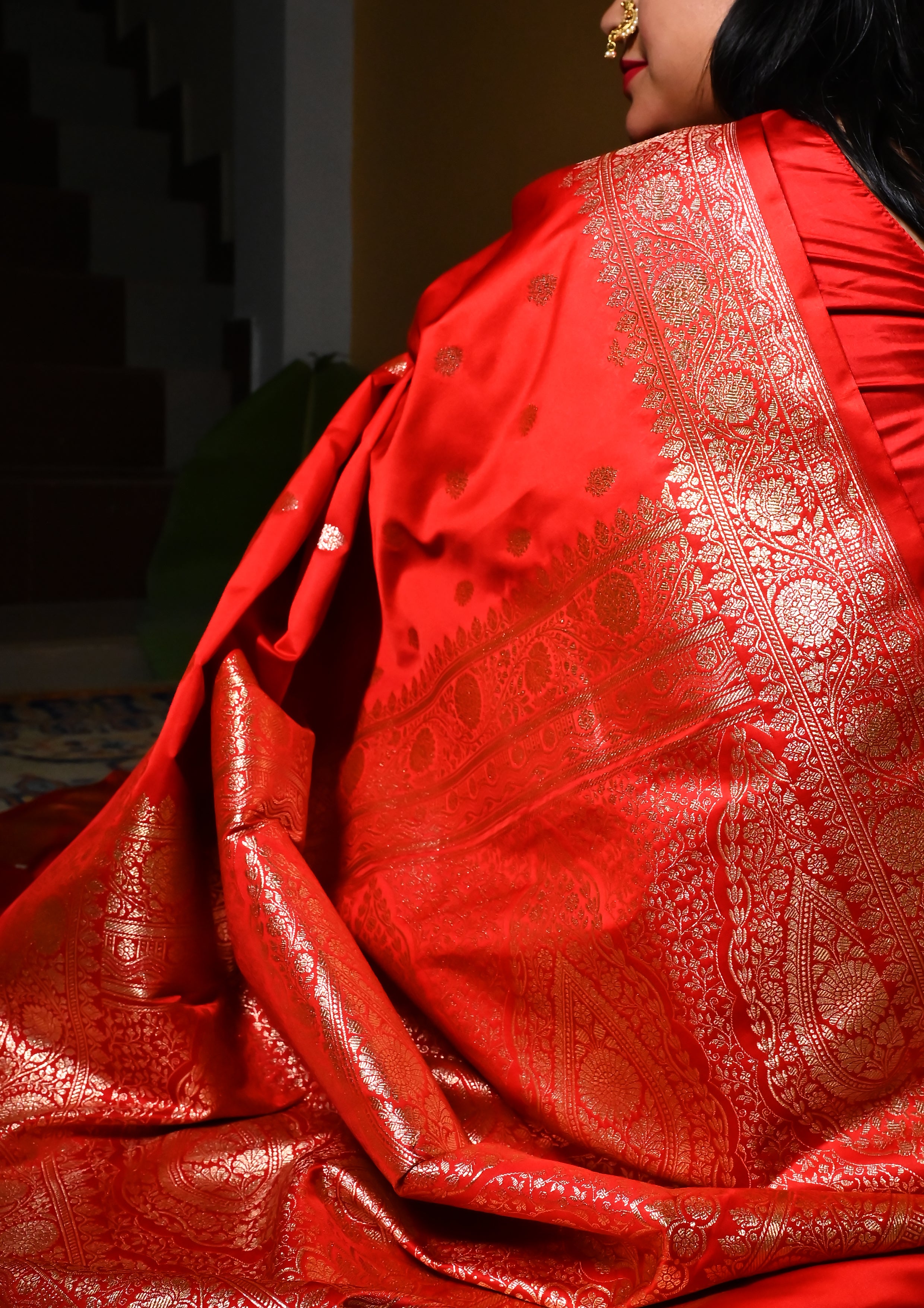 Red Katan Silk Saree