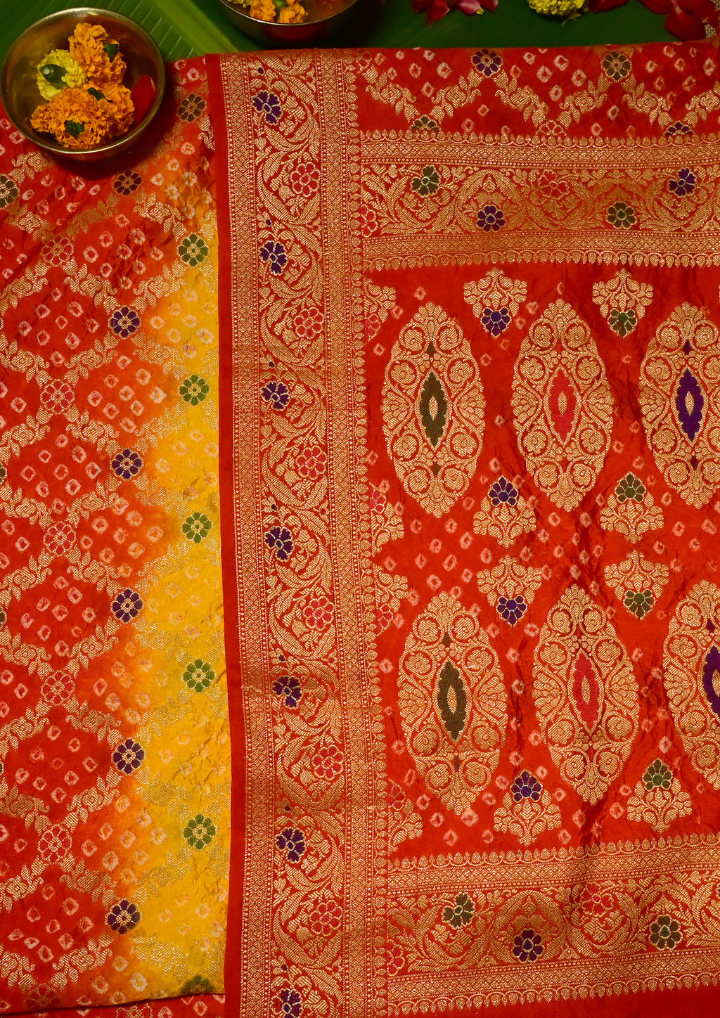 Bandhej Gajji Silk Saree