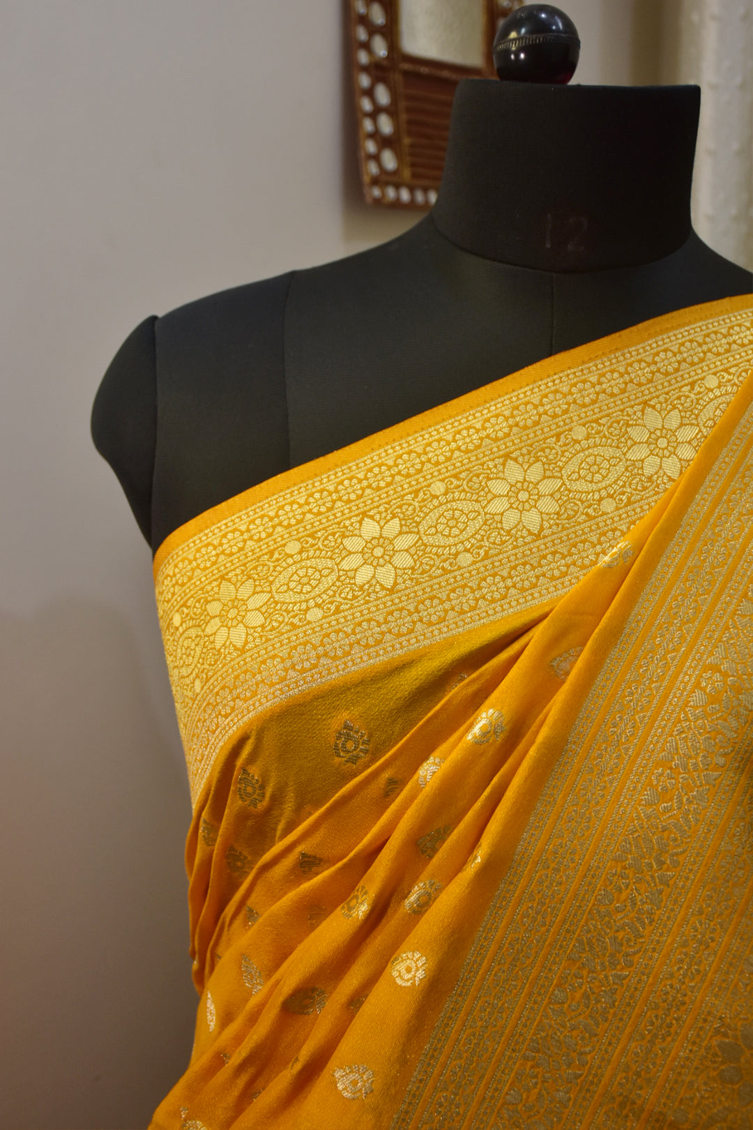 Yellow Satin Silk Saree