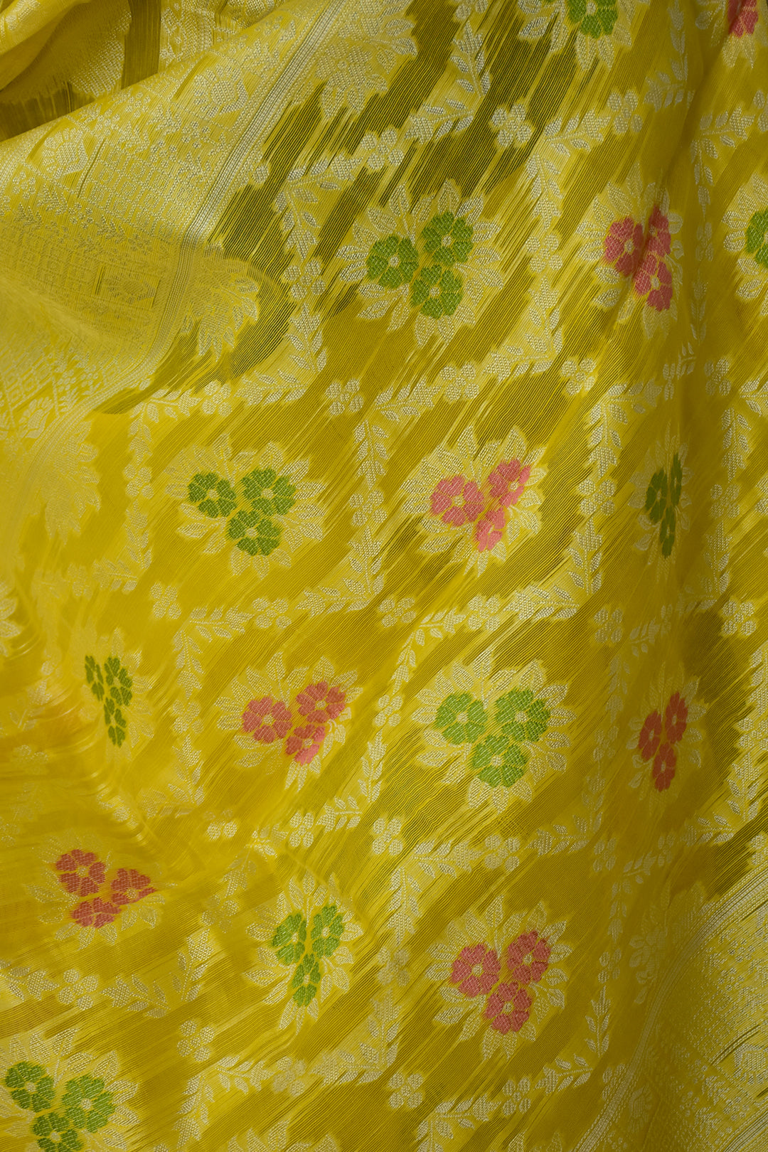 cotton lemon yellow banarasi saree